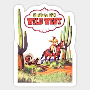 Cowboy Wild West Desert Cactus American Horseback Western Vintage Retro Comic Sticker